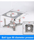 90Mm CNC Auto Pressure Plate Clamp And Automatic Platen Spindle Holder For Engraving Machine shown with dimensions for precision setup.