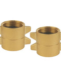 Two Pack Garden Hose Female To Female Adapters With Dual Swivel Brass Three Quarter Inch GHT Connectors For Male Hoses, Heavy Duty Hose Couplers With Extra Washers, No Fuss Quick Connect, Built To Last. brass 2-pack