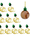 Top Tier Sick Green Finish Woodturning Bulb Ornament Templates Easy Peasy 10 Pack with green tops and yellow strings for crafts.