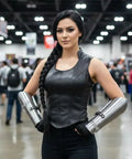 Functional Medieval Knight Armor Arm Guard Bracer in 18 Gauge Steel worn at cosplay event