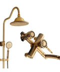 UMJIGF Antique Bronze Shower System with Hot and Cold Water Wall Mounted Shower Faucet Set features a rain shower head and handheld shower.