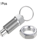 2 Pack M16 Spring Plunger Pins M16 X 1.5 Thread 0.96 Inch Body 10 Millimeter Pin Flat Head High Carbon Steel with nut.