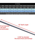 Diagram showing Velocity Black 0.335 Inch Graphite Golf Club Shaft with 46 inch length, 0.595 butt diameter, and 0.335 tip diameter.