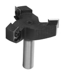 Get This Top Tier High Performance 1/2In Shank Spoilboard Surfacing Router Bit With 3 Sharp Carbide Blades For Effortless CNC Wood Planing And Smooth Surface Prepping, close-up view.