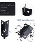 Heavy Duty Folding Hinge For Cabinets And Closet Doors, 1-1/2 Inch, Matte Black Iron Hardware With 96 Screws, corrosion resistant, side view