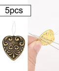 5pcs Five Piece Needle Threader Set For Sewing And Crafting, Handy Copper Threaders For Cross Stitch, Knitting, And Go-To DIY Projects, Compact Hand Tools, Easy Threading Aid For Quick Craft Fixes, heart-shaped metal