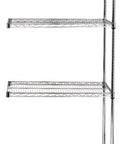 Heavy Duty Stainless Steel Wire Shelving Add On Kit with four shelves for garage storage, plugs into existing starter frames.