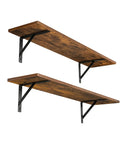 Pro Level Floating Wall Shelves Featuring Ridiculously Strong Metal Brackets And Zero Sag Particleboard Design For Bedroom Storage Or Bathroom Display Plus Straight Up Easy Hanging That Holds Up To 22 Pounds With Ease. Set of 2 rustic shelves with black brackets.