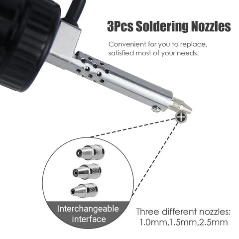 Close-up of nozzles for Go To Automatic Desoldering Pump For Fast Tin Removal, Electric Desoldering Gun With Strong Vacuum, AC110V 30W