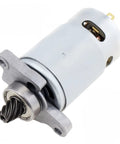 Pro Grade Rs550 21V Dc Gearmotor With 8 Tooth Conical Saw Drive showing metallic body and output shaft for robotics projects.