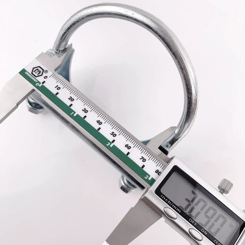 Heavy Duty Exhaust U Clamps Saddle Style for 3 Inch Exhaust Pipe Fit 3 Inch Outer Diameter with caliper measurement displayed