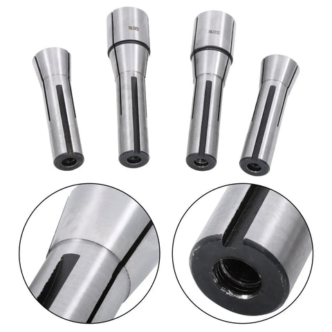 29Pcs R8 Collet Set With 48 Slot R8 Rack For Milling Machines, close-up of precision collet ends and details, tool steel