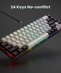 68-key membrane wired keyboard with backlit keys. 65 Percent Compact Backlit Gaming Keyboard For PC And Windows Laptops.