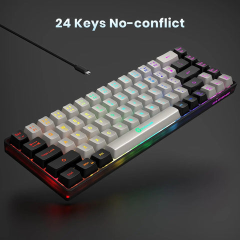 68-key membrane wired keyboard with backlit keys. 65 Percent Compact Backlit Gaming Keyboard For PC And Windows Laptops.