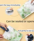 2 In 1 Portable Bag Sealer And Cutter With Rechargeable Battery in use sealing and opening plastic bags with magnetic attraction white