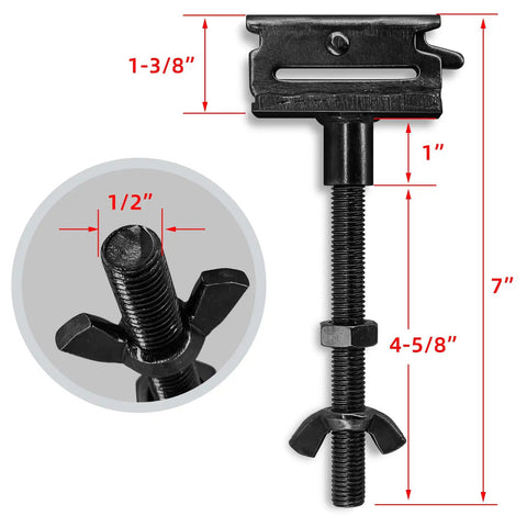 Spare Tire Holder Mount For E Track Rails, Easy Install Off Floor Tire Carrier, Bolt Hanger, black steel with measurements