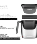 Ourokhome knock box with transparent lid, removable steel knock bar, side handle, stainless body, 4.8 in