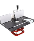 Rock Solid Router Table Base Kit With Hella Adjustable Aluminum Design And Quick Top Shelf Mounting For Universal 64 To 66Mm Motors smooth hand crank detail.