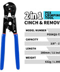 Beast All In One PEX Crimping Tool Kit With 2 In 1 Ratchet Cinch And Removal, Handles 3/8 To 1 Inch Stainless Clamps