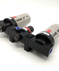 Three Unit Air Source Treatment FRL Combo for Pneumatic Systems with Filter Regulator Lubricator Bundle side view