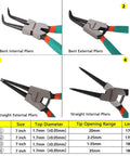 4-Piece Snap Ring Pliers Set with Bent and Straight Jaws, Pro Grade CR-V Steel Tips, 7-Inch, Internal and External Circlip Pliers