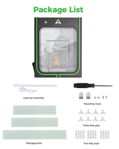 Led Lighting 3D Printer Enclosure Built To Last With Constant Temperature Fireproof And Dustproof Protective Cover 520x600x720mm Package