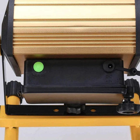 JUDYSSY Spot Lighting Led Floodlight 100W Led Outdoor Flood Lights base view with power button and waterproof housing.