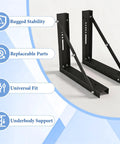Beefy 18x18 Inch Bolted Underbody Truck Tool Box Mounting Brackets Black Steel Set Of 2 with rugged stability features