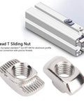 Diagram of European Standard T Nut 45T M8 Threaded Sliding Nut for aluminum profiles with close-up views.