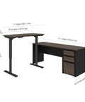 Dimensions of Badass L Shaped Standing Desk With Three Drawer Pedestal Scratch Resistant Laminate Top One Inch Thick Heavy Duty Pro Gear Boss Move Home Office Bundle Complete Set.