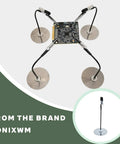 Six Arm Magnetic Helping Hands With Base And Alligator Clips For Soldering Electronics Repair PCB Work, top view on a circular stand.