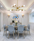 8 Light Sputnik Chandelier In Brushed Brass Pendant Lighting For Mid Century Modern Ceiling Fixture in dining room