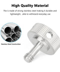 Stainless Steel 1/4 20 Captive Thumbscrews 2 Pack For Camera Cage Rigging And Support Gear showing detailed construction and threading.