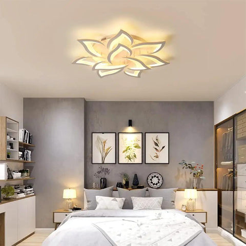 Modern bedroom with Kids Room Dimmable LED Ceiling Light with Remote Control, elegant design complementing stylish decor.