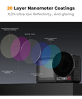 Variable ND2-32 Filter For DJI Osmo Action Series With Push-In Fit HD Multi-Coated Neutral Density Glass 28-layer coatings