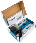 X Core XC400i Indoor Sprinkler Timer Four Zone Irrigation Controller in box with accessories.