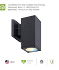 No Brainer Dusk To Dawn Outdoor Wall Light Fixture 9W LED 1000 LM Bronze Cylinder Up Down Waterproof Sconce side view