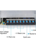 Heavy Duty 24V DC Power Supply 400W 16.5A Universal 100 To 240V AC Input For LED Strips CCTV 3D Printers And Computer Projects High Efficiency Regulated Driver showing wiring terminals and output voltage regulation in a metal enclosure.