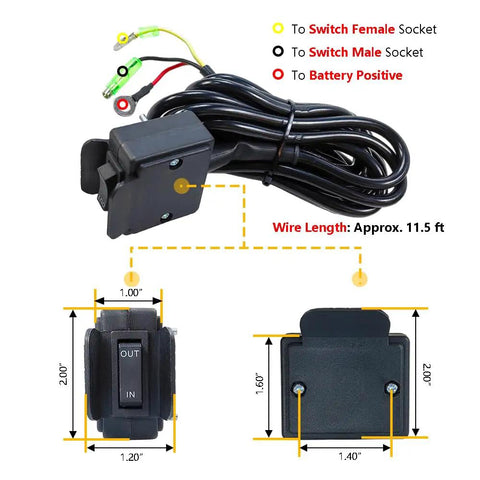 12V 250A Winch Solenoid Relay Contactor With Terminal Caps And Rocker Thumb Switch For ATV UTV 1500Lb-5000Lb Capacity