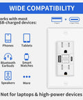 Rock Solid White 15 Amp GFCI Outlet With USB A Plus Type C Charging Ports Tamper Resistant Self Testing Electrical Receptacle with device compatibility