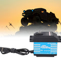 Heavy Duty RC Digital Servo Motor Featuring IP68 Waterproof Sealing And Solid Aluminum Gears Built Tough For 1 10 Scale RC Cars And Crawlers, shown with cable.