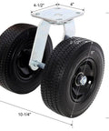 8 Inch Dual Wheel Swivel Caster Workhorse Heavy Duty Flat Free PU Tires With Zinc Plated Top Plate 660 Lbs Load Capacity Ideal For Cart Dolly Equipment And Industrial Transport, 8-inch dual-wheel swivel caster with zinc top plate