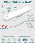 Image showing parts included in the Plug and Play LED Shop Light Waterproof and Linkable 18W 2000LM 5000K kit.