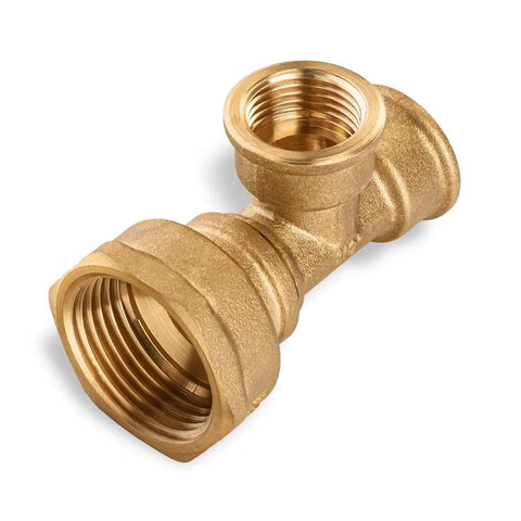 Brass reducing coupling, 1/2 in female NPT to 1 in female NPT, pipe fitting, 1 piece