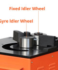 Close-up of Fixed and Gyre Idler Whee on 1600W Electric Rebar Bender And Cutter Machine With Pure Copper Motor.