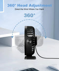 Side view of Tiny But Mighty USB Desk Fan With Three Speeds, 360 Degree Rotation, Quiet Personal Cooling on a desk.