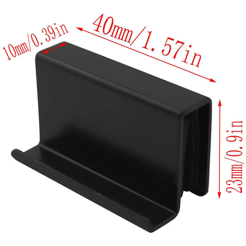 Four Pack Black Metal Glass Door Clips And Handles For Four To Six Millimeter Glass Or Acrylic Window Display Doors, dimensions shown