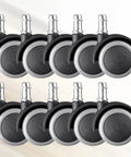 Inch Caster Wheels Furniture Accessories 10pcs Grey for Office Chair, rubber mute casters with alloy fittings, smooth rolling design.