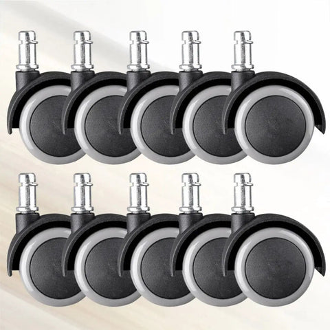 Inch Caster Wheels Furniture Accessories 10pcs Grey for Office Chair, rubber mute casters with alloy fittings, smooth rolling design.