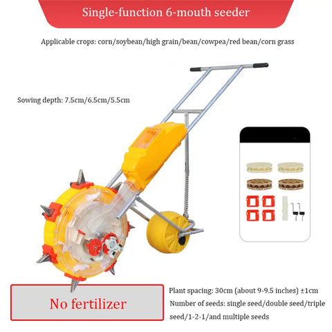 Portable Six-Chamber Precision Garden Seeder Tool For Corn, Soy And Peanuts with depth settings and seed spacing options